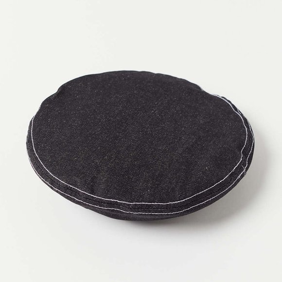 Urban Outfitters black denim white stitching beret hat - Picture 2 of 9